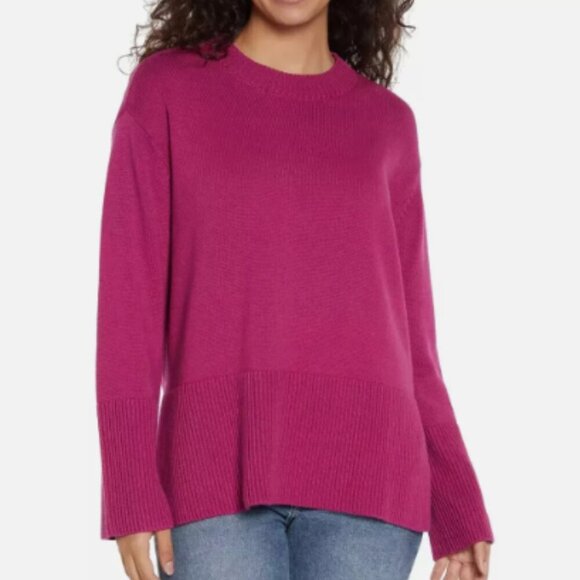 NEW Gap Womens M Pink Ribbed Hem & Cuffs Sweater 100% Cotton  Crewneck Pullover - Picture 1 of 8
